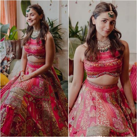 Alia Bhatt Mehendi Outfit, Alia Bhatt Mehendi Design, Alia Bhatt Mehendi, Simple Indian Outfits, Indian Fits, Mehendi Outfit, Lehenga Saree Design, Yellow Lehenga, Indian Bride Outfits