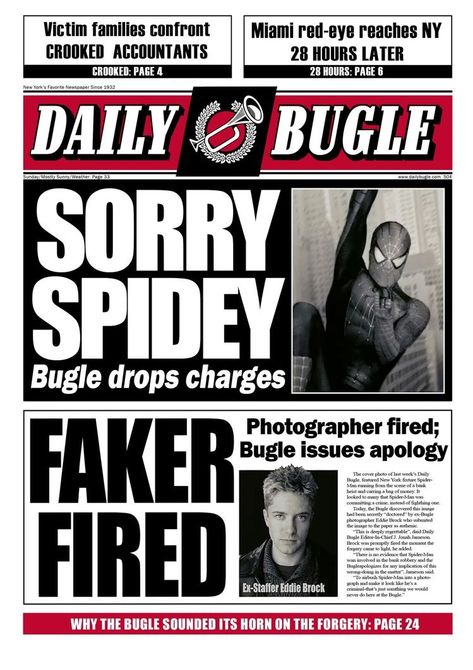 Spider Man Newspaper, Newspaper Aesthetic, Daily Bugle, Spiderman Room, Secret Files, Spiderman Poster, Spider Man Trilogy, Dibujos Toy Story, Image Spiderman