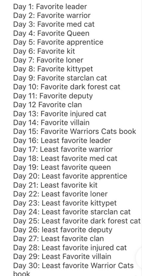 30 Day Warrior Cat Challenge, Warrior Cats 30 Day Challenge, Warrior Cats Drawing Challenge, Warrior Cats Crafts, How To Draw A Warrior Cat, How To Draw Warrior Cats, Warrior Cats Drawing Base, Warrior Cats Aesthetic, Warrior Cats Ideas