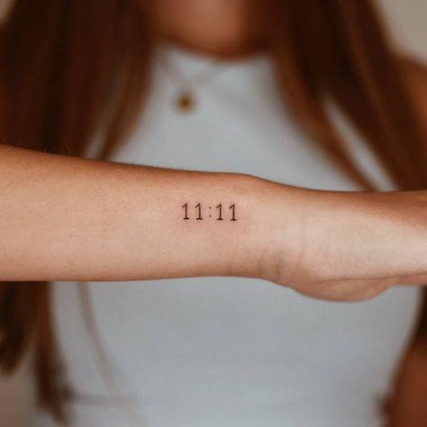 Finger Tattoos 11:11, Number Wrist Tattoos For Women, Unique 11:11 Tattoos, Heart Number Tattoo, Number On Wrist Tattoo, 11 11 Tattoo Wrist, Small Tattoos 11:11, Small Time Tattoo, 11:11 Meaning Tattoo