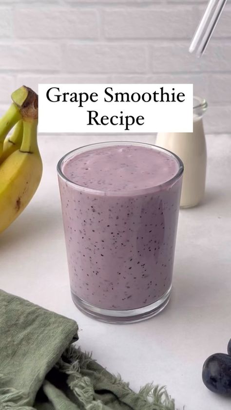 Liz Thomson | Food Blogger | 🍇 Grape Smoothie Recipe 🍇 Ok this grape smoothie is soooo good. I didn’t realize how delicious grape would be in a smoothie and now I’m… | Instagram Grape Smoothie Recipes, Moon Drop Grapes, Grape Smoothie, Frozen Grapes, Pineapple Smoothie, Grape Juice, Vanilla Protein Powder, Unsweetened Almond Milk, Smoothie Recipe