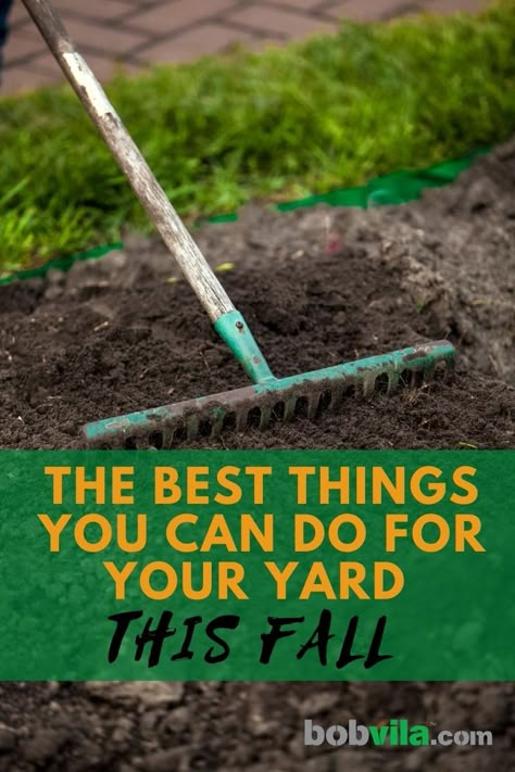 Fall Yard Prep, Fall Yard Maintenance, Homemade Lawn Fertilizer, Simple Fall Landscaping Front Yard, Fall Yard Clean Up, Yard Work Hacks, Fall Yard Ideas, Rock Garden Ideas Front Yard, Front Yard Trees