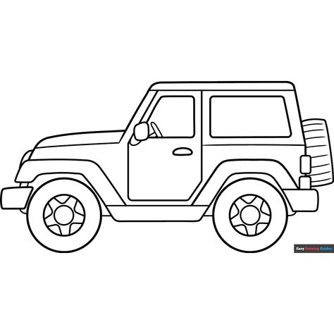 Free Jeep Coloring Page for Kids Jeep Drawing Easy, Jeep Coloring Pages, Motorcycle Coloring Pages, Vehicles Drawing, Jeep Drawing, Drawing Coloring Pages, Vehicle Drawing, Car Drawing Easy, Car Printable