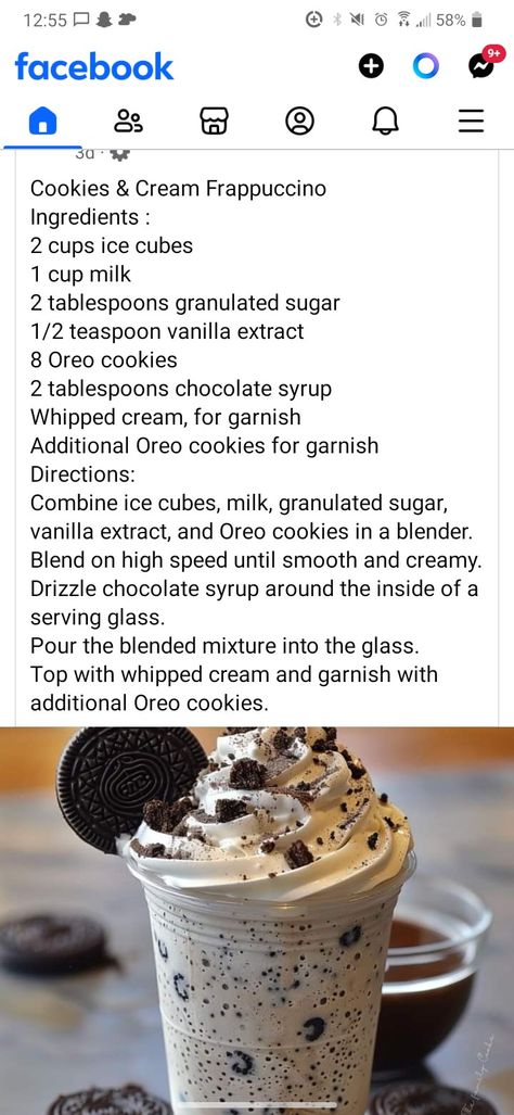 Oreo Frappe, Chocolate Syrup, Oat Milk, Oreo Cookies, Frappe, Vanilla Ice Cream, Cookies And Cream, Granulated Sugar, Whipped Cream