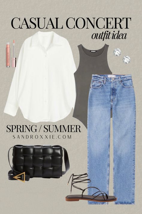 Simple Summer Outfits 2023, Casual Concert Outfits Summer, Outside Concert Outfit, Casual Concert Outfits, Casual Minimalist Outfit, Oversize Outfits, Concert Outfit Casual, Summer Denim Outfits, Concert Ootd