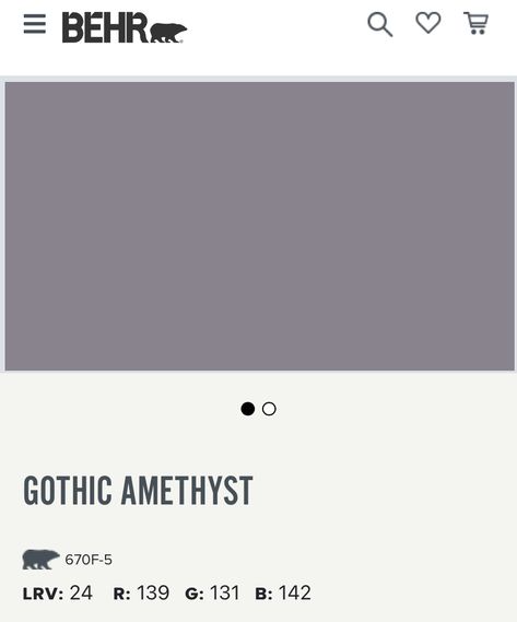 Behr Gothic Amethyst, Behr Purple Grey Paint Colors, Gothic Amethyst Paint, Purple Grey Paint Color, Purple Gray Paint, Purple Wall Color, Grey Purple Paint, Purple Wall Paint, Purple Cabinets