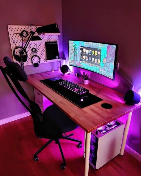 4 Likes, 0 Comments - AK Gaming Setup (@akgamingsetup) on Instagram: “Follow @akgamingsetup . #gaming #pcgaming #gamingpc #desksetup #gamingsetups #setups #djsetup…” Small Room Setup, Gaming Desk Setup, Best Gaming Setup, Computer Desk Setup, Video Game Room Design, Pc Setups, Desktop Setup, Video Game Rooms, Bedroom Setup