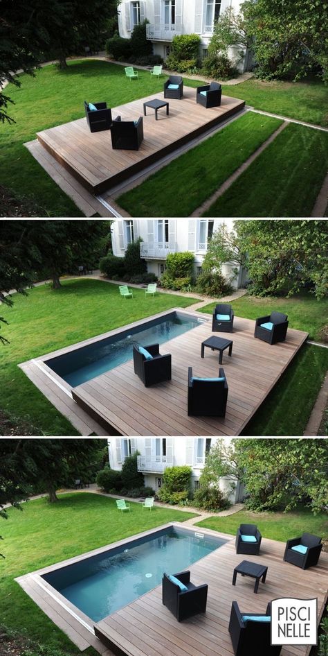 Backyard Pools, Backyard Pool Designs, Small Pool, Pool Design, Small Backyard Patio, Swimming Pool Designs, Outdoor Backyard, Diy Landscaping, Small Backyard Pools