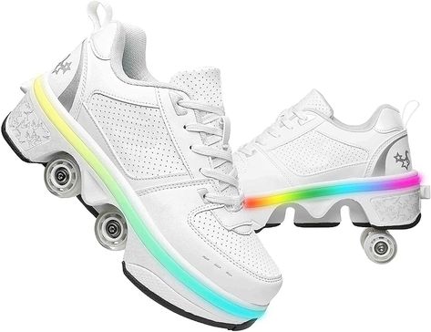 Amazon.com : Double-Row Deform Wheel Automatic Walking Shoes Invisible Deformation Roller Skate 2 in 1 Removable Pulley Skates Skating Parkour : Sports & Outdoors Skate 2, Outdoor Roller Skates, Skates Shoes, Skating Shoes, Cute Ipad Cases, Roller Skate Shoes, Roller Shoes, Pride Stuff, Skate Party