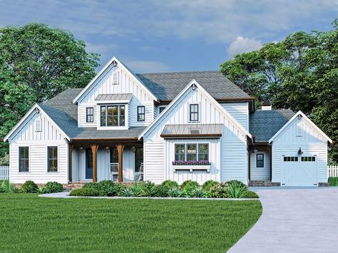 086H-0115: Two-Story House Plan; 3025 sf Farmhouse Craftsman, Sleeping Porch, Shingle Exterior, Farmhouse Style House Plans, Keeping Room, Farmhouse House, Farmhouse Plan, Gathering Place, House Plans Farmhouse