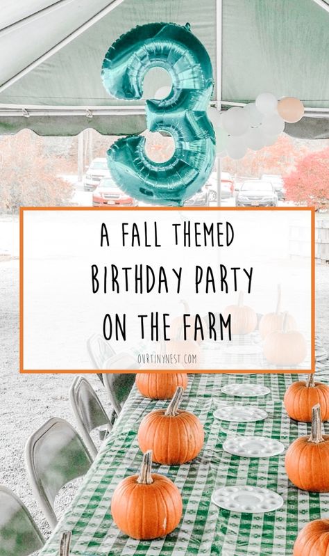 This fall themed birthday party on the farm is the perfect way to celebrate your little pumpkin. Toddlers will have a blast feeding the animals, going on a hayride and painting pumpkins. Check out my post for the details. Fall Farm First Birthday, Pumpkin Patch Theme Party, Fall Birthday Party Activities, Fall Farm Birthday Party, Hayride Party, Fall Themed Birthday Party, Fall Birthday Party Ideas, Harvest Birthday Party, Fall Themed Birthday