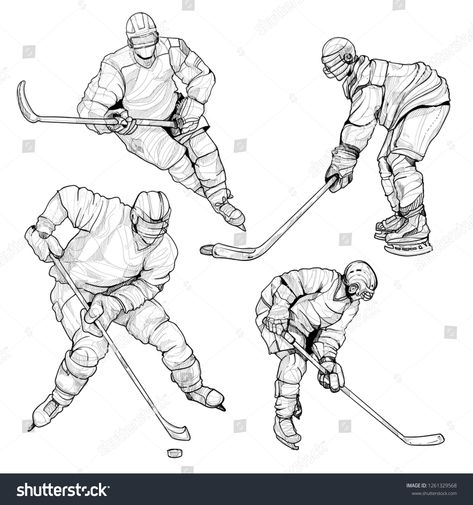 hand drawn illustration of hockey player set. drawing vector. sport man. sport winter background. #Ad , #sponsored, #hockey#player#set#hand Hockey Players Drawing, Hockey Poses Drawing, Hockey Drawing Reference, Hockey Drawing Sketches, Hockey Pose Reference, Hockey Drawing Easy, Ice Hockey Drawing, Hockey Player Drawing, Sport Drawing Ideas