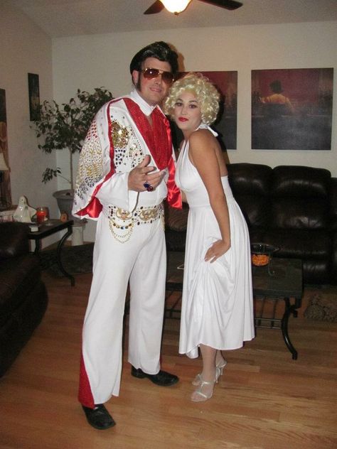 Store bought Elvis suit we added quite a bit of bling and glitter paint too. Original was too plain... liked the way it turned out! Elvis And Marilyn Monroe Costume, Elvis And Marilyn Monroe, Monroe Outfits, Marilyn Monroe Outfits, Marilyn Monroe Costume, Elvis Costume, Recruitment Outfits, Costumes Diy, Glitter Paint