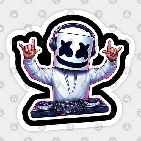 DJ Marshmello Tee, music-inspired fashion, EDM icon, trendy design, electronic dance music, DJ culture, Marshmello fan apparel, casual wear, stylish graphic tee, vibrant colors, iconic helmet design, expressive wardrobe, music enthusiast, DJ fashion, popular DJ artist, teepublic exclusive, unique Marshmello merch, music festival vibes, must-have for fans, statement piece, bold and fashionable, comfortable fabric Dj Sticker Design, Dj Sticker, Playstation Cake, Dj Fashion, Marshmello Dj, Music Inspired Fashion, Dj Marshmello, Meldi Ma Hd Photo, Wedding Background Images