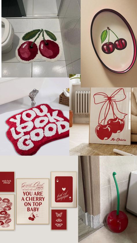 Red Room Decor, Townhome Decorating, Funky Bathroom, Retro Bathroom Decor, Girly Apartments, Dorm Inspiration, Themed Bathroom, College Dorm Room Decor, Dorm Room Designs