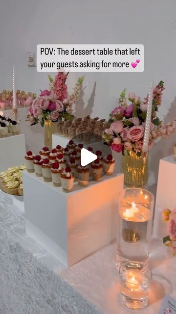 Bloom & Bold Events on Instagram: "One is never enough 😋! Pink inspired dessert table for a wedding reception.    #fyp #desserttable #desserts #mehndi #desserttabledecor #desserttablesetup #desserttablebirmingham #events #wedding #nikkah #mehndinight #hennanight #welcomedrinks #pinkdesserttable #prettyinpink#eventsbirmingham #weddingdesserttable #welcomesign #entrancesetup #dessertcups" Pink Wedding Dessert Table, Dessert Table Pink And Gold, Blush Pink Dessert Table, Pink Dessert Table, Debut Dessert Table, Desert Tables, Pink Floral Dessert Table, Dessert Table Ideas, Sweets Table Ideas