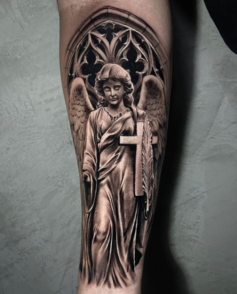 Angel With Wings Tattoo, Angle Tattoo, Angel With Wings, Tattoo Forearm, Chicano Art Tattoos, Jesus Tattoo, Wings Tattoo, Chicano Art, Art Tattoos