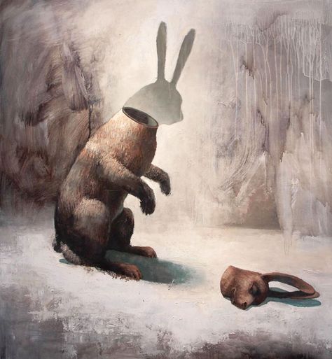 Beautiful But Dangerous: My Symbolic Paintings, Some With A Silent Animal Rights Agenda Bunny Rabbit Art, René Magritte, Bunny Painting, Propaganda Art, Animal Symbolism, Magic Realism, Rabbit Art, Surrealism Painting, Art Et Illustration