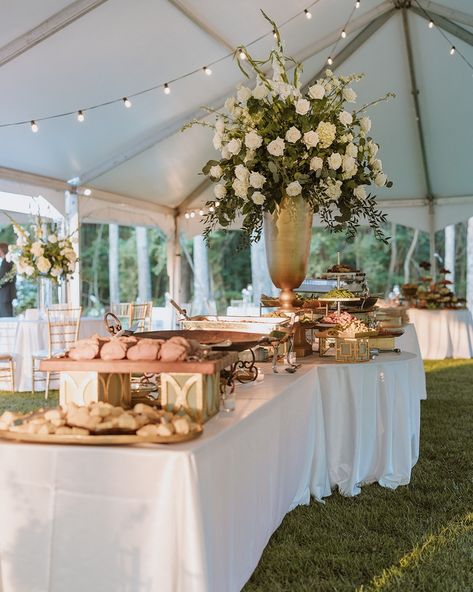 MS Wedding Planner + Florist | We love statement arrangements on the food station 🤍 📸 @lettyweeksphotography . . . . . . #mississippiweddingplanner… | Instagram Meridian Mississippi, Victorian Tea Party, Mississippi Wedding, Tent Reception, White Wedding Flowers, Floral Designer, Tent Wedding, Grooms Cake, Outdoor Wedding Venues