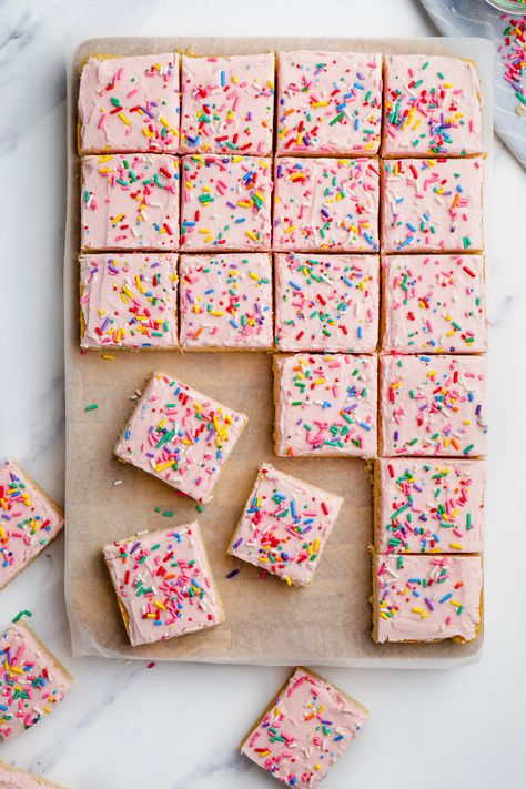 Sugar Cookie Bars Southern Living, Southern Living Sugar Cookie Bars, Valentine Sugar Cookie Bars, Easy Party Sweet Treats, Summer Dessert Bar Recipes, Sugar Cookies Bars Recipe, Sugar Cookie Sheet Bars, Funfetti Sugar Cookie Bars, Cooking With Karli Sugar Cookie Bars