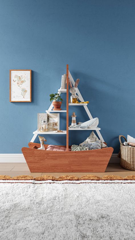 Seabound Shelf Ocean Playroom, Nautical Boys Room, Ocean Theme Nursery, Sailing Nursery, Nautical Kids Bedroom, Sailor Nursery, Sea Kids Room, Ship Nursery, Sailboat Nursery