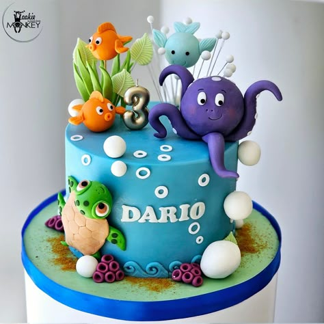 Octopus Birthday Party, Octopus Birthday, Ocean Birthday Cakes, Under The Sea Cakes, Ocean Cake, Cake By The Ocean, Decorate Cake, Sea Cake, Ocean Cakes