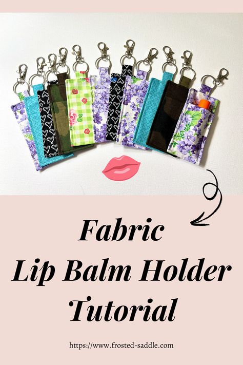 Follow this fabric lip balm holder tutorial to make your own.  Attach to a backpack or your purse.  Be able to moisten your lips at your fingertips. Sew Lip Balm Holder, Diy Lip Balm Holder Free Pattern, Chapstick Holder Keychain Pattern, Easy Chapstick Holder, Chap Stick Holder Pattern Paper, Lipbalm Keychains Diy, Lipstick Holder Diy, Chapstick Holder Sewing Pattern, Diy Lip Balm Holder