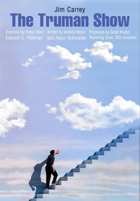 Original Film Posters, Truman Show Stairs, Truman Burbank, Famous Movie Posters, Cv Inspiration, The Truman Show, Film Posters Art, Movie Wall, Septième Art