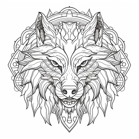 illustration of Spooky werewolf adult coloring page Ocean Coloring Pages, Mandala Turtle, Coloring Page For Adults, Full Moon Night, Fantasy Fairy, Mythical Creatures, Adult Coloring Pages, Coloring Pages For Kids, Full Moon