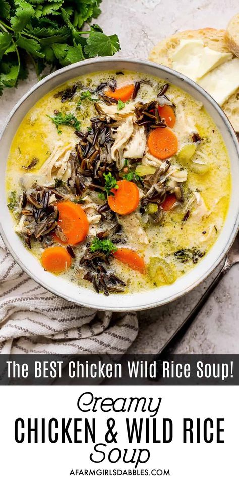 Rice Vegetable Soup, Wild Rice Soup Crockpot, Rice Soup Crockpot, January Food, Turkey Wild Rice Soup, Creamy Wild Rice Soup, Rotisserie Chicken Soup, Stove Top Chicken, Wild Rice Soup Recipes