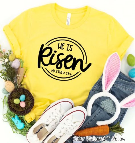 He Is Risen Easter Tee, Christian Easter Shirt, Cute Easter Shirt For Woman, Faith Shirt, Jesus Easter Shirt, Easter Family Matching Shirt He Is Risen Easter, Jesus Easter, Easter Tees, Comfort Colors Sweatshirt, Cute Easter, Faith Shirt, Christian Tees, He Is Risen, Easter Shirt