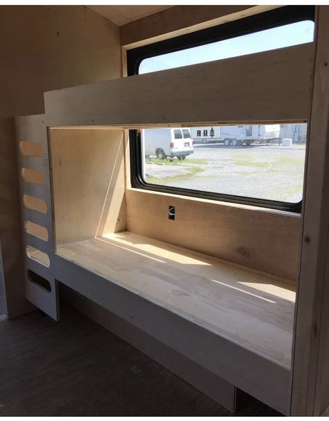 Trailer Bunk Beds Ideas, Diy Camper Bunk Beds, Caravan Bunk Beds Ideas, Bunk Beds Caravan, Caravan Bunk Beds, Caravan Bunks, Camper Bunk Beds, Rv Bunk Beds, Cargo Trailer Camper Conversion