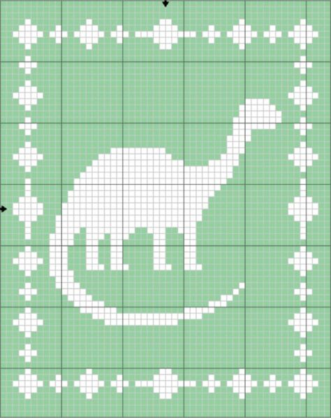 Dinosaur Filet Crochet Pattern, Dinosaur Graphgan Crochet, C2c Dinosaur Blanket, Dinosaur Knitting Chart, Dinosaur Crochet Blanket, Dinosaur Blanket Crochet, Crochet Horses, Filet Crochet Patterns Free, Lavender Chair