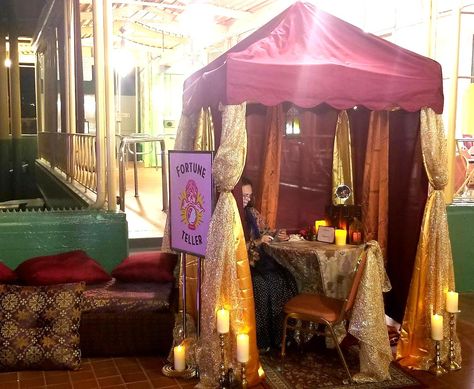 5ft x 5ft Entertainers Booth / Psychic & Henna - PartyWorks Interactive Vender Booth Ideas, Recycled Gown, Family Halloween Party, Vendor Booth Display, Creepy Carnival, Reading Festival, Vendor Booth, Craft Booth, Booth Display