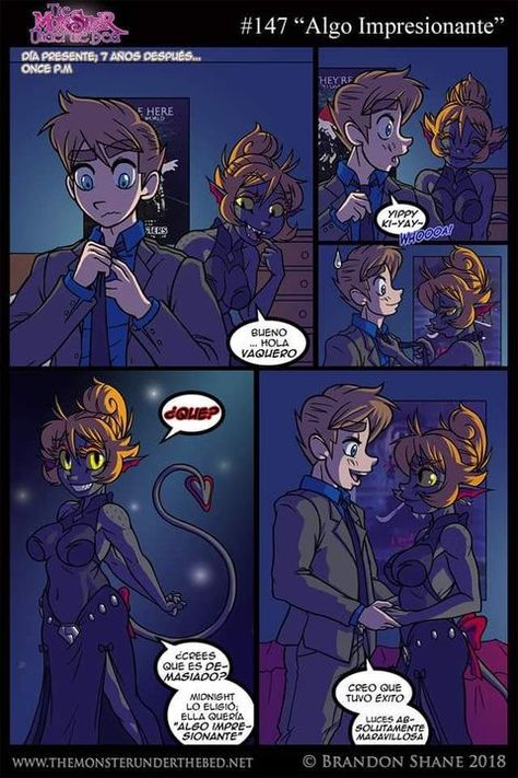 THE MONSTER UNDER THE BED - PAG 147 Y 148 - Wattpad The Monster Under The Bed, Anime Kiss Gif, Monster Under The Bed, Cute Couple Comics, Funny Comic Strips, Demon Art, Fan Comic, Comic Collection, Fun Comics