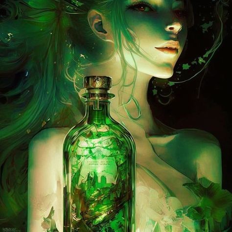 Green Fairy Absinthe, Fairy Energy, Absinthe Art, The Green Fairy, Green Lady, Green Fairy, Goddess Energy, Absinthe, Fairy Art