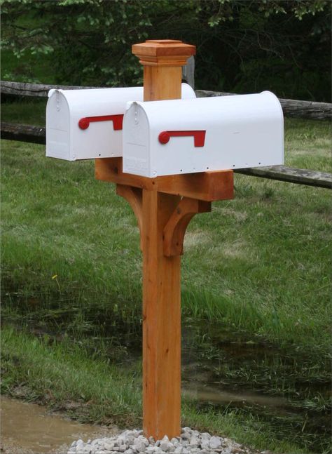 Cedar double mailbox post Diy Mailbox Post, Double Mailbox, Double Mailbox Post, Cedar Mailbox Post, Wooden Sign Posts, Wood Mailbox, Mailbox Designs, White Mailbox, Mailbox Stand