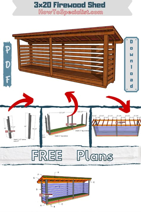 Diy Firewood Shed, Build A Lean To Shed, Firewood Shelter, Wood Shed Ideas, Firewood Shed Plans, Build Shed, Firewood Processor, Shed Plans Free, Building A Wooden House