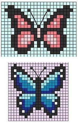 Pixel Art Butterfly, Butterfly Pixel Art, Marvel Cross Stitch, Easy Pixel Art, Butterfly Cross Stitch, Pixel Crochet, Pixel Art Grid, Hello Kitty Drawing, Hama Beads Patterns