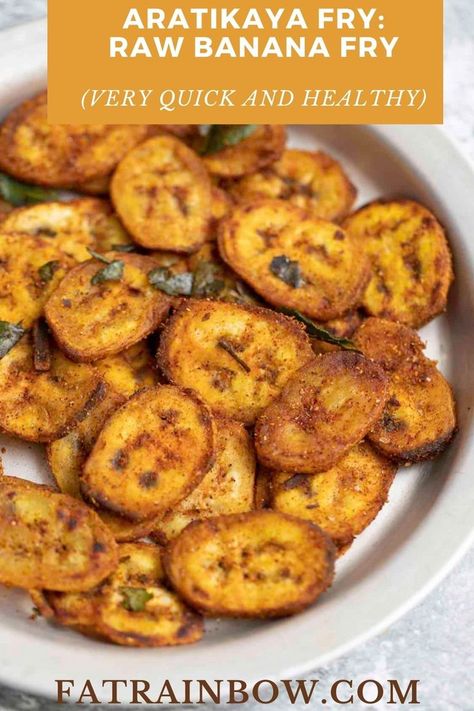 ARATIKAYA FRY | RAW BANANA FRY Raw Banana Recipes Indian, Raw Banana Recipes, Banana Recipes Indian, Weetabix Cake, Calorie Counting Diet, Unripe Banana, Indian Vegan, Raw Banana, Fried Bananas