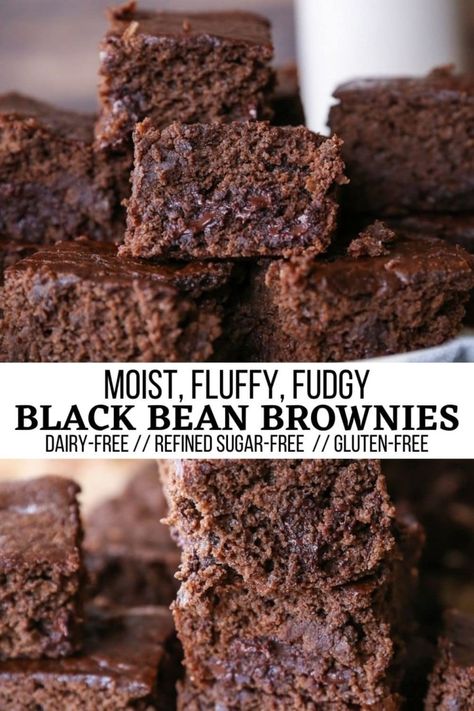 Double Chocolate Black Bean Brownies - The Roasted Root Healthy Black Bean Brownies, Flourless Black Bean Brownies, Vegan Black Bean Brownies, Sugar Free Brownies, Dairy Free Brownies, Brownie Recipes Healthy, Black Bean Brownies, Bean Brownies, Bean Cakes