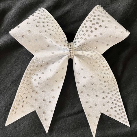 White Cheer Bows, Cheer Bows Diy, Cute Cheer Bows, Nutcracker Party, Competition Cheer, Team Cheer, Cheerleading Bow, Glitter Cheer Bow, Bling Bows