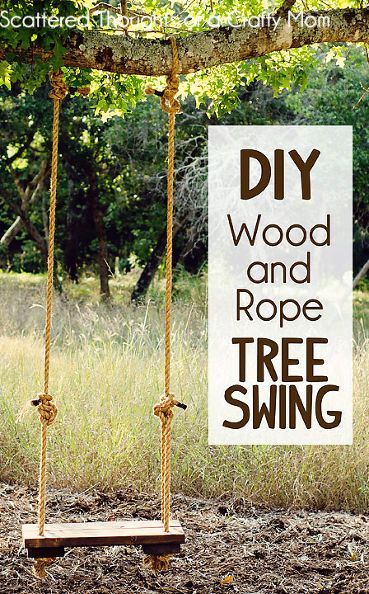 Your yard just isn’t complete without a swing. Dad will love this easy DIY tree swing as much as the kids will love playing! Rope Tree, Beachy Crafts, Diy Swing, Fun Room, Woodworking For Kids, Tree Swing, Outdoor Diy Projects, Wood Tree, Outdoor Wood