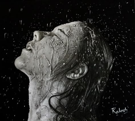 Shower Self Portrait, In The Shower Drawing, Water Splash Photoshoot, Shower Photoshoot Water, Shower Shoot Photography, Shower Photoshoot Ideas, Shower Portrait, Water Portraits, Shower Shoot