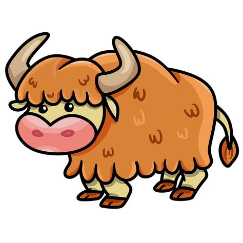 Cartoon Train Drawing, Yak Cartoon, Yak Animal, Cartoon Train, Train Drawing, All About Animals, Animal Cartoon, Free Illustration, Animal Cards