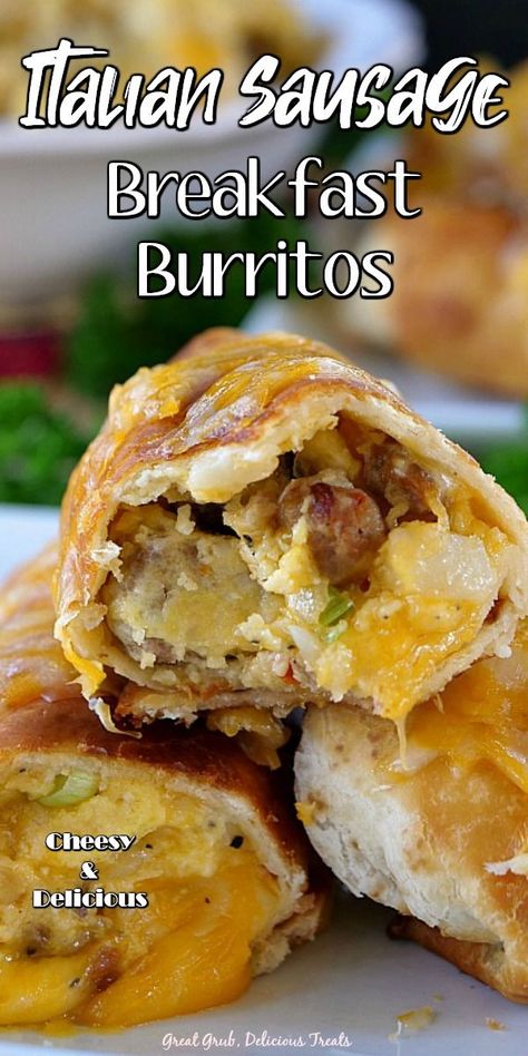 Italian Sausage Breakfast Burrito, Fried Italian Sausage, Italian Sausage Breakfast, Sausage Breakfast Burritos, Cooking Dumplings, Ground Italian Sausage Recipes, Burritos Recipes, Breakfast Burrito Recipe, Burrito Recipes