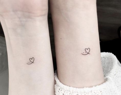 Small Friendship Tattoos, Small Tattoo Design, Heart Smiley, Tiny Tattoos For Women, Tiny Heart Tattoos, Tiny Wrist Tattoos, Small Pretty Tattoos, Tasteful Tattoos, Petite Tattoos