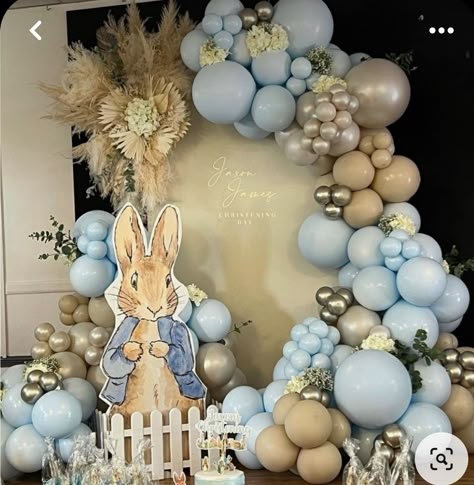 Peter Rabbit Balloons, Rabbit Theme Party, Peter Rabbit Theme Party, Peter Rabbit Illustration, Peter Rabbit Theme, Rabbit Theme, Easter Baby Shower, Peter Rabbit Birthday, Bunny Birthday Party