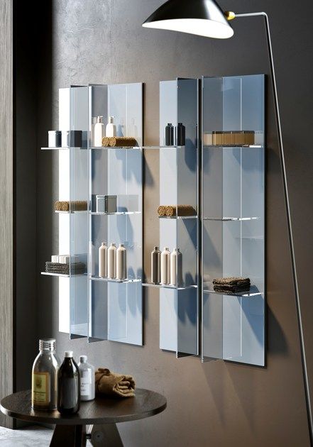 Wall-mounted glass display cabinet MOMA by Q'in Glass Showcase Design, Product Display Wall, Interior Shop Display, Modern Wood House, Display Shelf Design, Wall Mounted Display Case, Wall Mounted Display Cabinets, Wall Mounted Shelving Unit, Glass Display Shelves