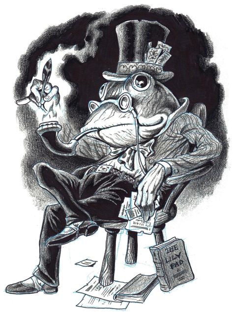 Frog Detective Frog Detective, Inktober Ideas, Frog Illustration, Frog Art, Drawing Challenge, Pattern Art, Detective, Lion Sculpture, Art Drawings